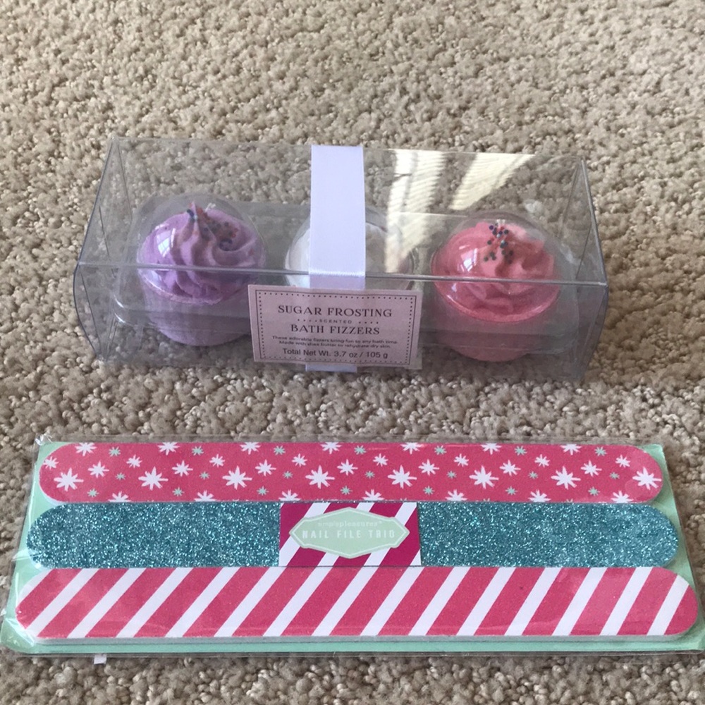 Sugar Frosting Bath Fizzers/Nail File Trio